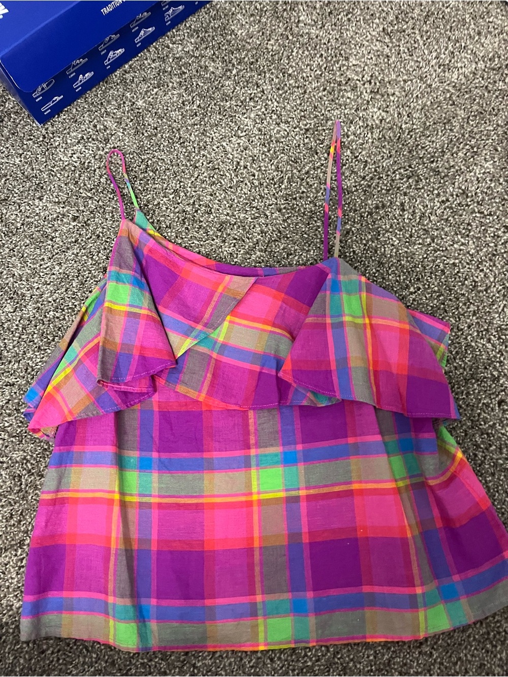 Asymmetrical plaid top